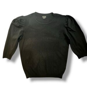 City Chic Black Puff Shoulder Viscose Blend Sweater Size 20 / L EUC